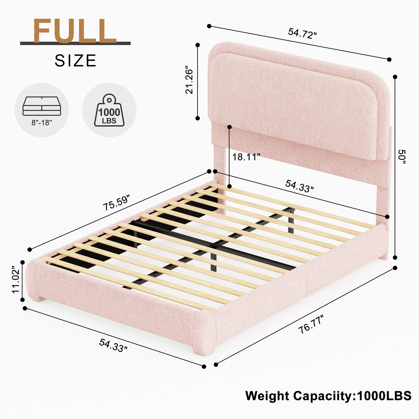 SIBEDS LED Bed Frame with Storage Drawers, King Teddy Fleece Rounded Corner Platform Bed, Upholstered Headboard, No Box Spring Needed, Easy Assembly, Pink