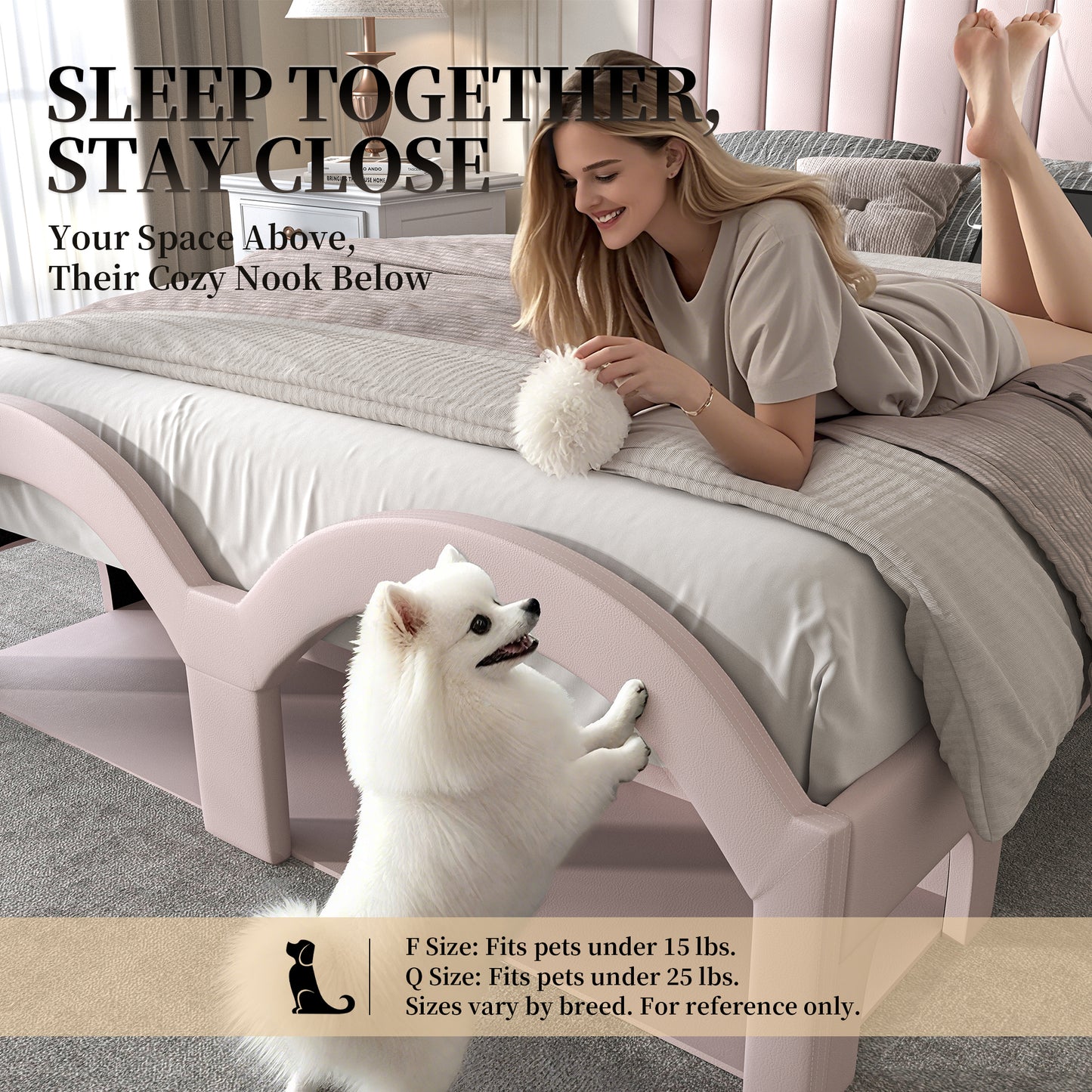 SIBEDS Queen Bed Frame with 2-Tier Storage Headboard, Faux Leather Aurora Platform Beds with Galaxy Star Projector, Scratch-resistant Upholstered Bedframe with Pet Rest Area for Dogs Cats, Black