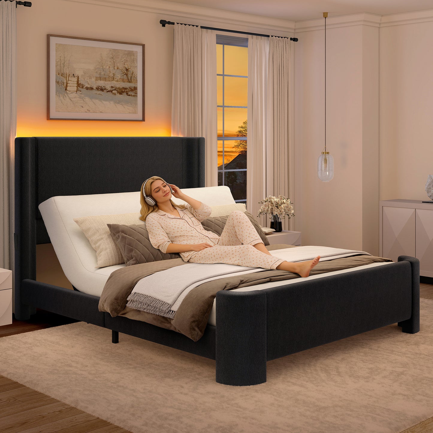 SIBEDS Adjustable Bed Frame with 0-60° Motorized Incline
