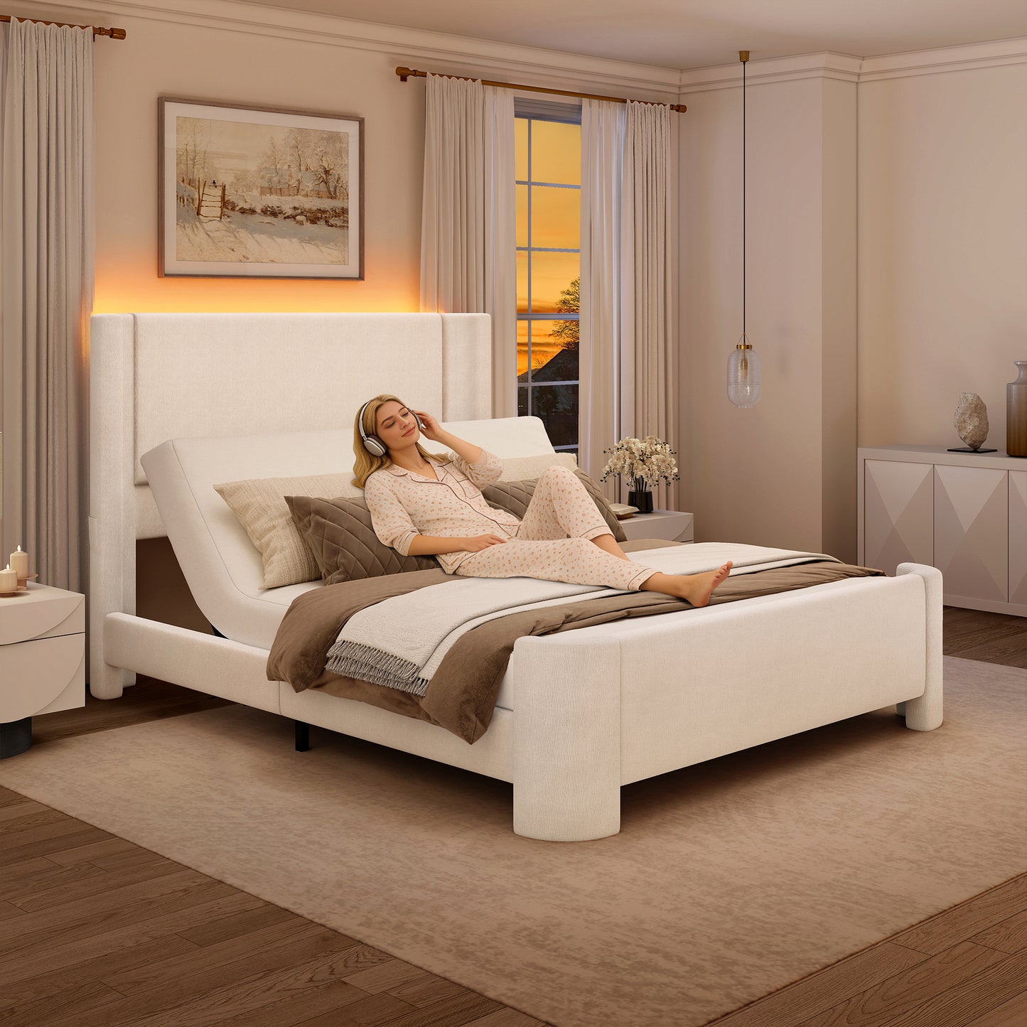 SIBEDS Adjustable Bed Frame with 0-60° Motorized Incline