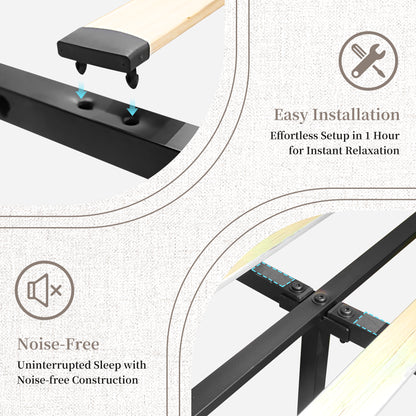 Queen LED Bed Frame with Adjustable Upholstered Headboard – Modern Diamond Tufted Platform Bed, No Box Spring Needed, Easy Assembly, Black / White / Gray | SIBEDS