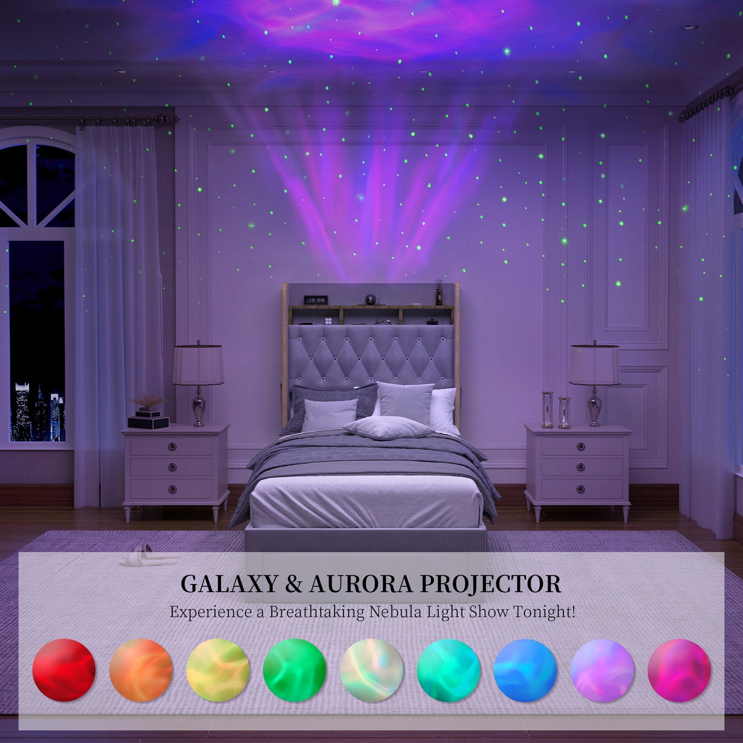 Twin Size LED Bed Frame with Galaxy Star Projector, PU Upholstered Platform Bed with Charging Station, Speaker & Storage Drawer, Noise-Free, Black – Perfect Gift Idea